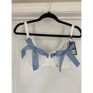 Cacique Bow Front Sheer Unlined Balconette Bra 36DD Wedding Bridal Lane Bryant